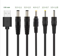 Cable de carga de alimentación Usb a CC Dc/5,5x2,1 5,5x2,5 3,5x1,35 4,0 1,7x2,5x0,7 para fuente de alimentación de dispositivos electrónicos universales