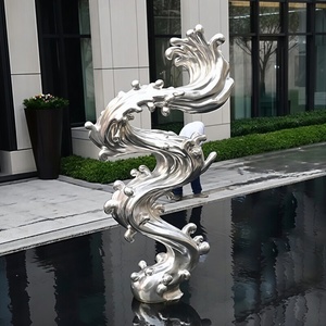 Scultura Moderna in Acciaio Inossidabile a Forma <span class=keywords><strong>di</strong></span> Ala Animale con <span class=keywords><strong>Design</strong></span> Inciso e Tecnica <span class=keywords><strong>di</strong></span> Lucidatura per Grandi Giochi d'Acqua da Esterno - Product Image 2