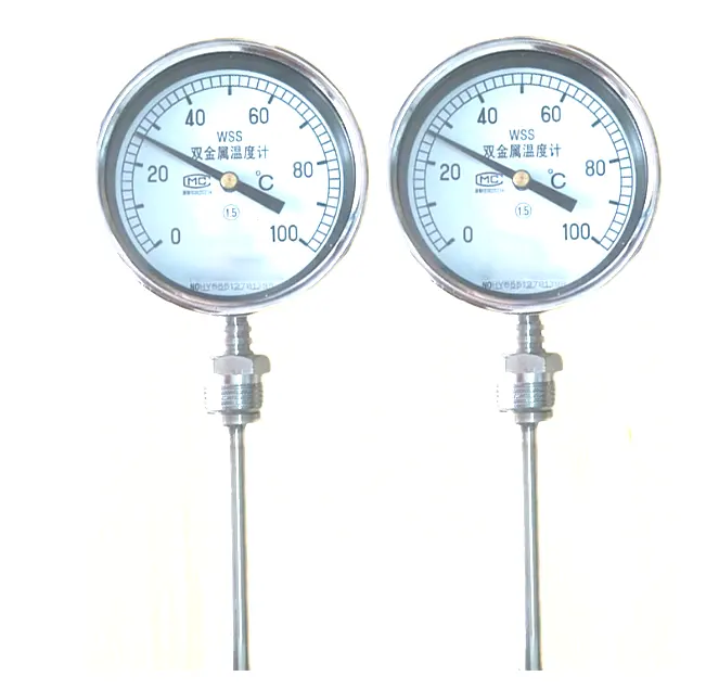 Termometer Bimetal Penunjuk WSS-411, Termometer Pipa Boiler Industri 600 Derajat