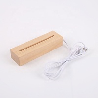 Base de veilleuse ovale ronde 3D, support de lampe en bois acrylique LED USB Base de lampe en bois