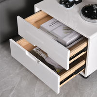 Table de Chevet Moderne en Bois Massif Blanc, Durable, avec 2 Tiroirs Intégrés, Système à Roulettes, Écologique, Mini Rangement pour Chambre à Coucher