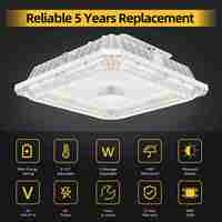 Lámpara de Techo LED NGTLight de 100W 60W/48W/36W 3CCT Ajustable para Exteriores, Comercial, para Estacionamientos, Garajes y Gasolineras