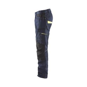 BLAKLADER - 149613308633D124 Pantalones de servicio elásticos con bolsillos para uñas Azul marino oscuro/Amarillo-PANTALÓN DE TRABAJO EAN 7330509893234 - Product Image 4