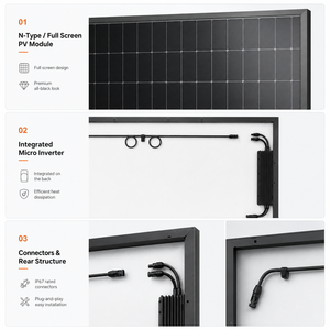   Kit Solar para Balcón Cereifled 3700, <span class=keywords><strong>Microinversor</strong></span> Solar para Balcón, Panel Solar para Vidrio de Balcón - Product Image 3