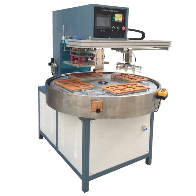 Automatic High Frequency Rotary Plastic Blister Card Welding Machine with Auto Turntable and Mechanical Arm
