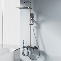 Système de douche pluie 4 fonctions en aluminium spatial antirouille, mitigeur mural pour projets d'appartements multi-appartements