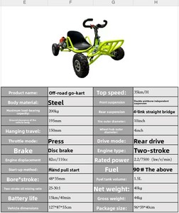 Vente flash XUANYU YI-1 90cc Kart à pédales tout-terrain pour adultes, transmission par chaîne, essence, kart de course tout-terrain - Product Image 6