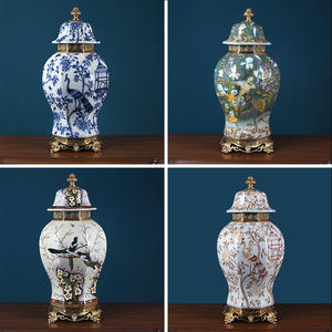 Nuovo Design cinese in ceramica copertura del serbatoio di stoccaggio <span class=keywords><strong>blu</strong></span> e bianco porcellana zenzero barattolo smalto terracotta per la decorazione della casa - Product Image 4