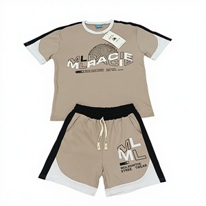 Conjunto Deportivo de Verano para Hombre <span class=keywords><strong>J</strong></span> & <span class=keywords><strong>H</strong></span>, 2 Piezas, Camiseta y Pantalones Cortos, 100% Algodón Ecológico, Estampado Digital, Bloques de Color, Tallas Grandes - Product Image 1