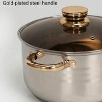 Meilleures ventes - Ensemble de casseroles en acier inoxydable de style européen, 12 pièces, poignées dorées, ustensiles de cuisine