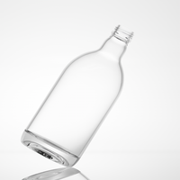 Bouteille de gin et de vodka en verre extra clair de qualité supérieure, 75 cl, fond épais, bouteille ronde pour liqueur avec filetage à vis