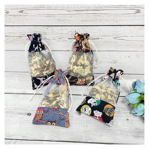 Eco-Friendly 10*18cm Cartoon Personalized Digital Printed Cloth Cover Drawstring Canvas and Organza Pouch <b>Bag</b> - Product Image 1