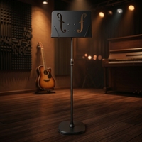 Pupitre de musique en métal robuste, réglable en hauteur, base stable, motif notes de musique, pour guitare et piano, fabrication OEM