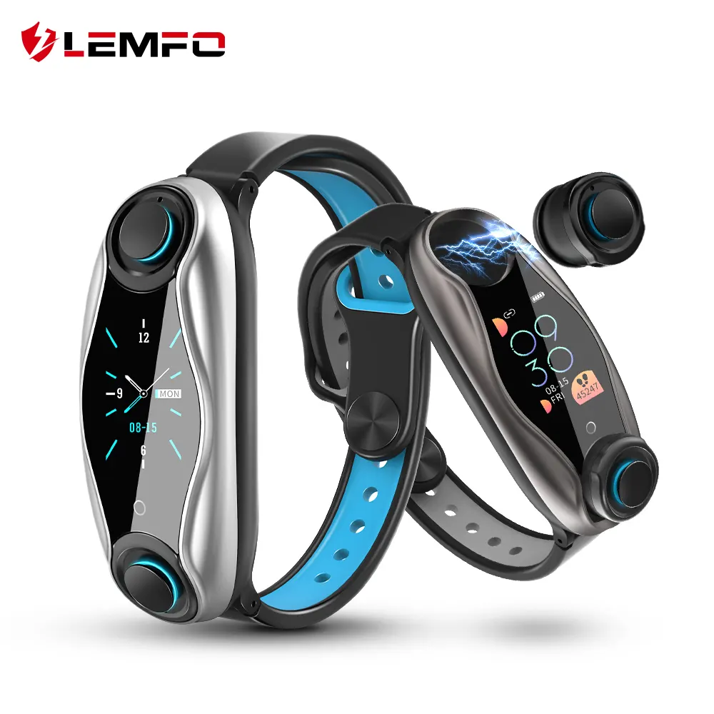 2022 T90 Smart Watch En Oortelefoon 2 In 1 Oordopje Sport Fitness Activiteit Hartslag Tracker Bloeddruk Lemfo Lt04