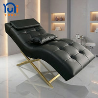Lit de beauté inclinable en forme de S, cadre en métal doré en X, cuir PU, éponge haute densité, pour salon de beauté, soins du visage, SPA, soins de la peau