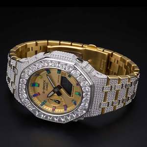 Montre-bracelet Hip Hop en argent sterling de qualité supérieure avec moissanite, montre à quartz étincelante, boîtier irrégulier, personnalisée pour unisexe, idéale pour les soirées et les collectionneurs - Product Image 6