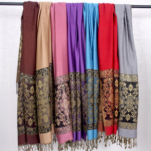 Women's 100% Polyester Jacquard <strong>Pashmina</strong> Shawl Cross <strong>Paisley</strong> Flowers Pattern Winter <strong>Scarf</strong> for Autumn Season - Product Image 6