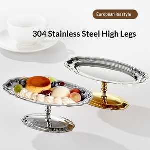 Eleganter ovaler Dessert-Servierständer aus Edelstahl 304 mit Fuß für Obstsalat, Eiscreme, Kekse, Kuchen und Partys - Product Image 4