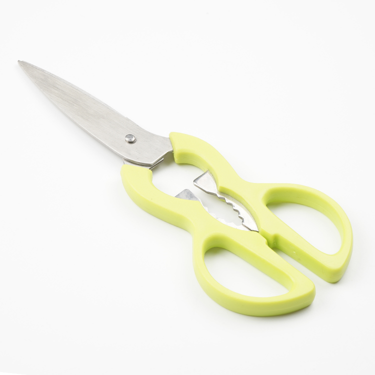 Plastic handle stainless steel gourd shaped open walnut bottle multifunctional household kitchen scissors