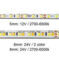 Yüksek verimlilik 2835 LED şerit ışık 12W 8mm sıcak beyaz Amber Pro SMD LM281B 120Led başına 24V 200 + LM/W depolar için