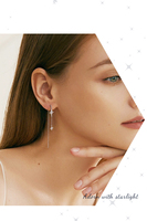 Nouveautés exquis 925 argent longue chaîne deux étoiles enfileur moissanite étoile goutte boucle d'oreille
