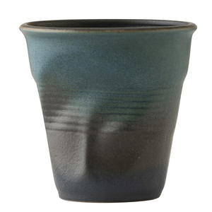 Tasse à latte en céramique pétrie à la main vintage et créative Tasse à expresso en poterie grossière avec design en <span class=keywords><strong>origami</strong></span> irrégulier pour les fêtes - Product Image 4