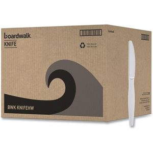 Couteau jetable en polystyrène blanc de grande taille pour la préparation et le service des aliments, kits de fournitures pour fêtes BWK - Product Image 1