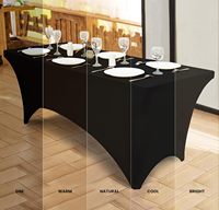 Nappe de cuisine 2-Pack 6FT Black Stretch Rectangular Patio Table Cover Lavable infroissable pour les événements