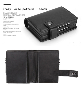 Unisex cổ điển RFID chặn chủ thẻ nhôm hộp đôi với in logo chống RFID Ví kim loại chiều dài ngắn mở đóng cửa - Product Image 4