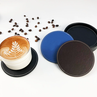 Sous-verres ronds en cuir PU écologique de 10 cm de diamètre, personnalisables, impression directe usine, pour tasses à café et dessus de table