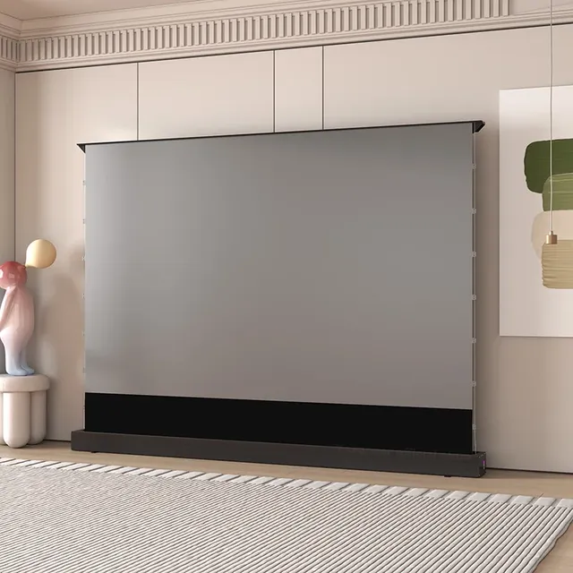 84" 16:9 Motorized Tab Tension Floor Rising Projector Screen for Home Theater Office