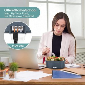 Boîte à lunch chauffante électrique portable 2-en-1 pour le bureau, la cuisine ou la chambre, 220v/110v/12v/24v - Product Image 3