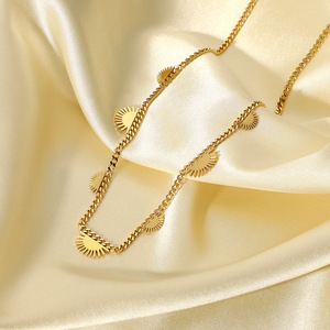 Go Party-collar <span class=keywords><strong>de</strong></span> acero inoxidable chapado en oro <span class=keywords><strong>de</strong></span> 18K para <span class=keywords><strong>mujer</strong></span> y niña, joyería resistente al agua, con encanto, Amanecer, sol, cadena <span class=keywords><strong>cubana</strong></span> - Product Image 5
