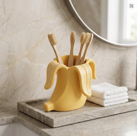 Porte-crayons en plastique en forme de banane, support créatif et amusant pour baguettes/cuillères, design incurvé artistique et moderne, portable