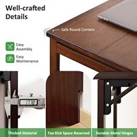 Table pliante en bois avec prise intégrée, style Mid-Century, en acier inoxydable, pour petits espaces, bureau pliable dissimulé avec rangement, pour la maison, le bureau ou la chambre