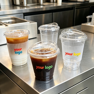 Gobelet à emporter en plastique transparent avec couvercle à dôme, adapté aux matcha lattes, café glacé et autres boissons à emporter, 20oz, 22oz, 24oz, 32oz - Product Image 1
