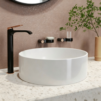 Robinet de lavabo monocommande noir mat et or rose, moderne, pour lavabo sur comptoir