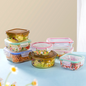 Design JINGHUANG OEM/ODM coperchi di chiusura <span class=keywords><strong>a</strong></span> <span class=keywords><strong>cerniera</strong></span> scatola per il pranzo da cucina in vetro per la casa stoviglie per la preparazione dei pasti Set di contenitori per la conservazione degli alimenti - Product Image 6