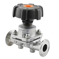Vanne à diaphragme sanitaire en acier inoxydable 304L 316L CF3M 145 PSI, à trois colliers DN15 1/2'', manuelle, bidirectionnelle