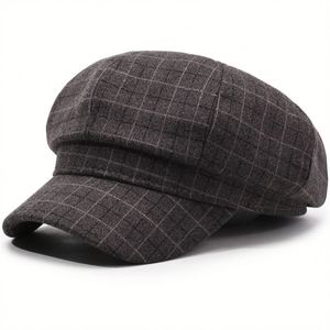 Wholesale Retro Solid Color Corduroy <b>Beret</b> Octagonal Hat for <b>Women</b> Autumn and Winter Retro Striped Street Painter Hat - Product Image 6