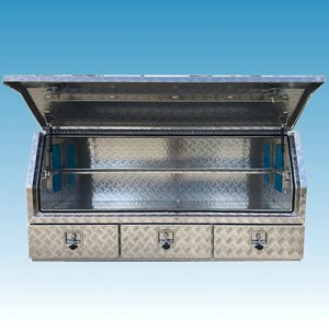 Boîte à outils extérieure en aluminium à motif damier, étanche, avec 3 tiroirs verrouillables, revêtement poudré - Product Image 6