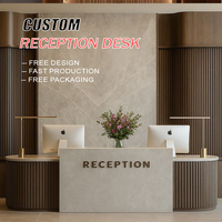 Bureau de réception en bois de luxe de haute qualité pour hôtel, salon de beauté, design moderne, surface solide, durable, blanc