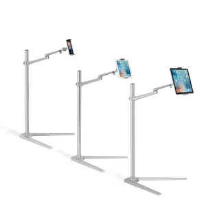 360 Degree Swivel Aluminium Alloy Mobile Phone Holder Floor Stand For 4-6''Smartphone Or 7-14''Tablet