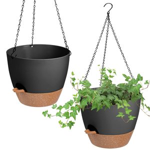 8 Inch 2 Stuks Zelfbesproeiing Hangende Plantenbakken Met Drainagegaten En Ketting, Hangende Plantenbak Voor Kamerplanten - Product Image 5