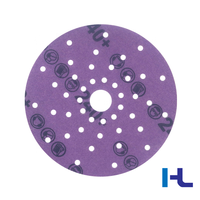 Disque abrasif de ponçage et de polissage OEM étanche en céramique violette de 5, 6 pouces (125 mm, 150 mm) avec film, à fixation auto-agrippante (PSA)