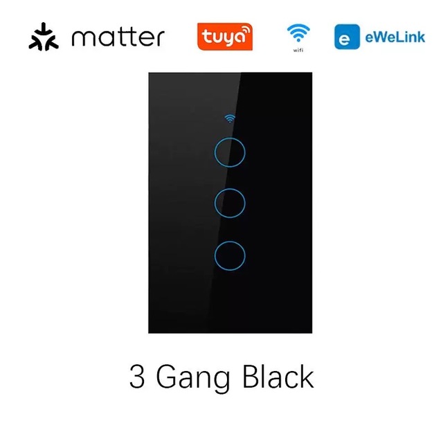 Matter Intelligent Smart Home Wall Switches Durable 2-Way Touch Glass Panel Wifi Remote Alexa & App Control Wireless Electric