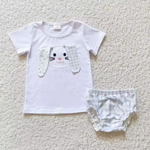 Vêtements de Pâques pour enfants, broderie de lapin, vêtements mignons pour bébés filles et garçons, ensemble de vêtements pour enfants, vente en gros - Product Image 6