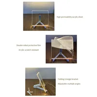 Stand Lumineux Acrylique Message Board Tableau Effaçable à Sec Bloc-Notes Éclairé LED Message Board avec 7 Couleurs Stylo pour Notes de Bureau