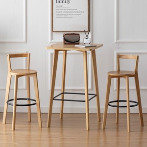 Tavolo da <span class=keywords><strong>Bar</strong></span> Quadrato in Legno con Base in Metallo, Tavolo Alto da Bistrot per Caffè, Ristorante, Casa e Cucina - Product Image 5