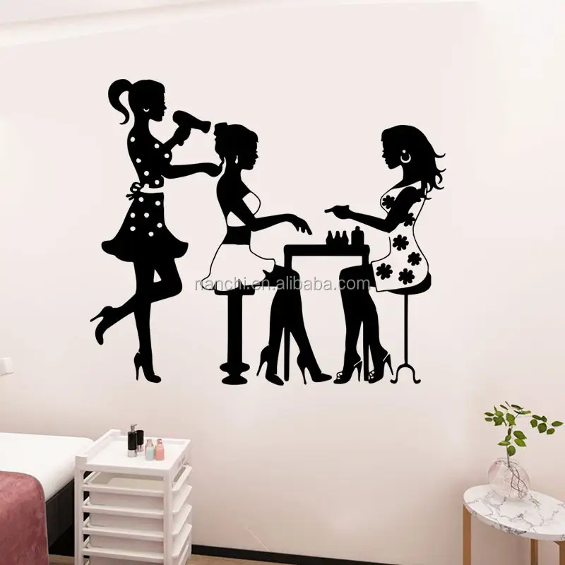 Beauty Blowing Hair Salon Nail Craved Sticker Home Decor Living Room Bedroom Barber Shop Wall decal PVC Removable Mural sticker